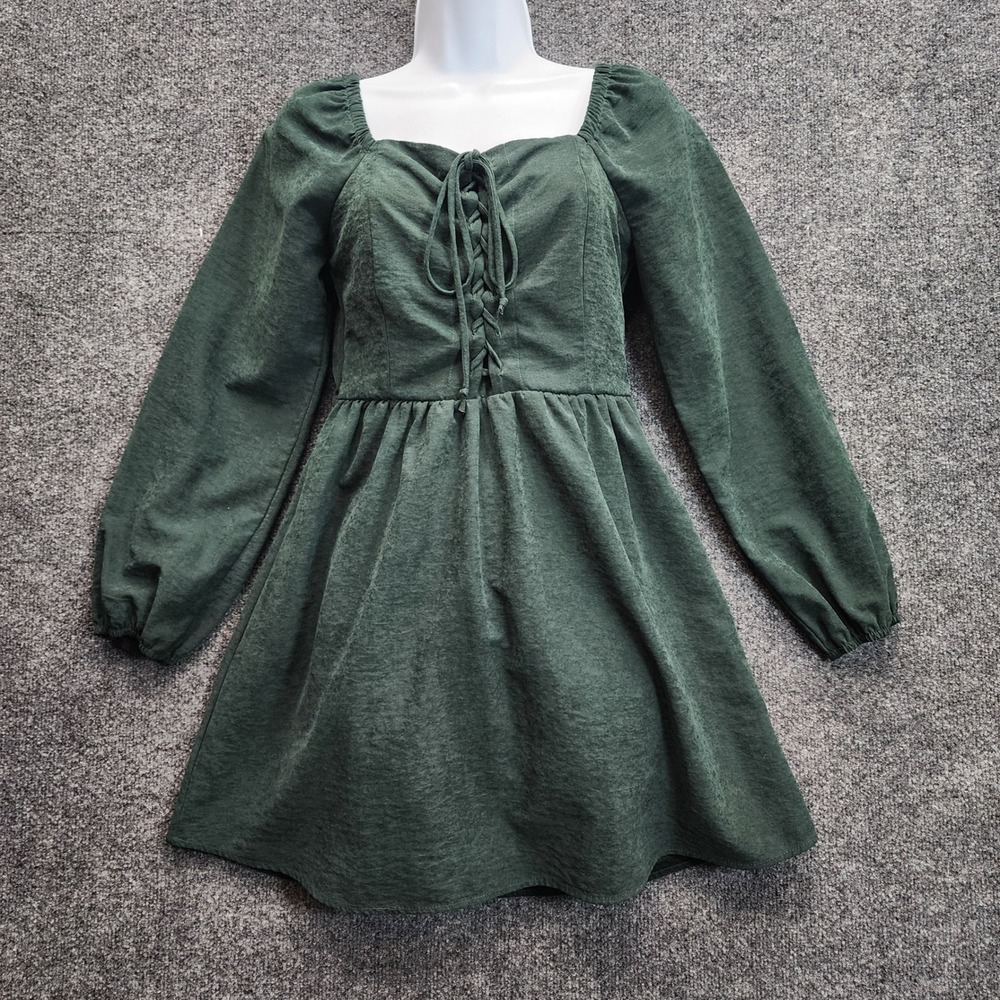 Kirious Los Angeles Women Cottagecore Milkmaid Lace Up Peasant Mini Dress Size S